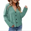 Damesbreien Spring/Autumn 2023 Europe-USA-stijl Kniting Outerwear Women V-Neck massief Single-Breasted Losse Losse Cardigan Sweater