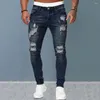 Pantalons pour hommes Hommes Straight Fit Jeans Style rétro élégant déchiré mince tissu respirant hop pour la mode
