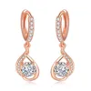 Dangle Oorbellen Klassieke Spiraal Rose Goud Kleur CZ Zirconia Drop Fashion Engagement Sieraden Voor Vrouwen Gift E685