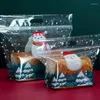 Embrulhado de presente Papai Noel Food Food portátil Bagado de saco de zíper pão pão boneco de neve assarr