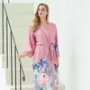 Vêtements de nuit pour femmes 2023 Robes florales femmes Satin soie Robe Robe dame chemise de nuit bain