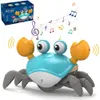 Electric/RC Animals Baby Toy Walking Crab Toy Induction Escape Crab Octopus Crawling Crab Toy with Music Light Up Drop 230414