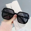 Sunglasses 2023Trend Personality Gradient Ocean Piece Rice Nails Large Frame Sunshade Glasses Rimless Casual