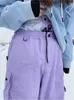 Damesbroek Dames Buiten Winddicht Waterdicht Warm Violet Kleur Sneeuwbroek Oversize Ski Winter Snowboard Cargo