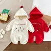 Rompers Baby clothing in autumn and winter styles suitable for boys girls westernized snowman jumpsuit born ruffled hoodie 231115