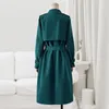 Kvinnors trenchrockar Autumn Brand Women Green Coat Long Windbreaker Lady Fashion Trend Double Breasted Slim Female