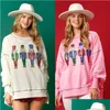 Women'S T-Shirt Women S T Shirt Christmas Nutcracker Sweatshirt Plover 2024 Year Wear Sequins Versatile Top Cartoon Soldier Pink Swe Otcpf