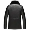 Herrjackor Idopy Men's Winter Faux Leather Jacket Fleece Fodrad Plus Size M4XL Varma förtjockas långvarig pu och kappa päls krage 231115