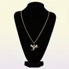 Hip Hop Gold Ploated Angel Gun Solid Back Pendant ketting Iced Out Cubic Zirkon Mens sieraden Gifts1768863