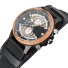 Zegarek na rękę drewnianą skórę 22 mm czarny pasek duży rozkładka luksusowy wielofunkcyjny chronograf drewno drewno dla mężczyzn