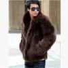 Herrjackor faux päls koreanska mode smala kläder vinter brun fluffig varm plus storlek xxxl 4xl casual manlig topp termisk jacka 231115