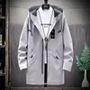 Men's Down Parkas Autumn and Winter Korean Style Men Cardigan Mid-length Trench Coat Men's Hooded Solid Jacket Casual Windbreaker Male 8929 J231116