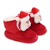 Eerste wandelaars Winter Kerstmis Geboren meisje Warme schoenen Kerstman Snowboots Lopen voor peuter-baby