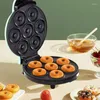 Moules de cuisson 220V Mini Donut Maker antiadhésif 7 beignets faisant de l'espace avec gâteau chauffant double face pour enfants dessert