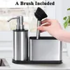 Cookware Holders Rustproof Multifunctional Kitchen Sink Soap Dispenser With Brush and Stainless Steel Sponge Holder Drain Pan for 231116