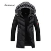 Daunenparkas für Herren DIMUSI Winter Herren Lange Jacke Mode Herren Pelzkragen Thermoparkas Klassische Mäntel Lässige warme Windjacke Gepolsterte Herrenbekleidung 231115