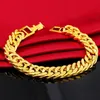Bangle 12MM 24K Pure Gold Color Bracelets for Men Women Chain Bracelet Bangles Wristband African Gold Jewelry 231116