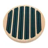 Мешочки для ювелирных изделий Деревянный лоток для колец 6 слотов Круглая форма для хранения сережек Зеленый фланелевой держатель