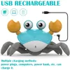 Electric/RC Animals Baby Toy Walking Crab Toy Induction Escape Crab Octopus Crawling Crab Toy with Music Light Up Drop 230414