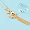 Pendant Necklaces SINLEERY Hollow Square Heart Round Crystal Necklace Gold Silver Color Long Chain Women Fashion Jewelry