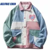 السترات للرجال Aelfric Eden Color Block Patchwork Corduroy Heart Varsity Jacket Y2K Hiphop Streetwear Autumn Harajuku Casual Jacket Coat 231115