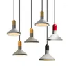 Pendant Lamps Modern Minimalist Cement Chandelier Black Red Wood Color Diameter 22cm For Bedroom Living Room Bedside LED