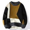 Suéteres masculinos 2024 Top Designer Mens Moda Patchwork Suéter Coreano High End Luxo Cashmere Inverno Homens Macio Quente Outono Pulôveres