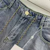 Kvinnors jeans lyxiga varumärken sommarmode tvättade blå design raka ben denim byxor lösa avslappnade hög midja byxor