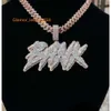 Fit Cuban Link Chain Iced Out Sier Hiphop Sieraden Charm Diy Nummer Initiële ketting aangepaste VVS Moissanite Letter Pendant