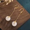 Bengelen oorbellen China stijl trend sieraden imitatie hetian jade Chinese woord ketting kwastje lange vrouwen oor charme Jewellry geschenken