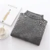 Dames truien vrouwen herfst winter casual grijs lange korte jumper parel gebreide pullover en pullovers Koreaanse stijl