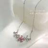 Chaînes 925 Sterling Silver Zircon Fleur Collier pour Femmes Fille Mode Géométrique Plante Conception Bijoux Fête Cadeau Goutte