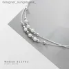 Anklets Modian Sterling Silver 925 Rose Gold Frosted Ball Light Beads Anklet for Women Snake Bone Chain Style Fine Jewelryl231116