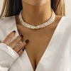 Chaînes Vintage perle baroque collier avec petites perles rondes en acier inoxydable bijoux pour femmes tour de cou fête Rave 2023