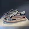 Stivali OVXUAN strass pieno intarsiato Streamline Stripe colorato tacco grosso caviglia corta uomo moda festa di lusso scarpe per il tempo libero