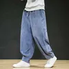 Calças masculinas casuais all-match cordão sweatpants anti-rugas veludo calças soltas japonês rua retro plus size harem calças j231116