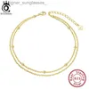 Anklets Orsa Jewels الطبقات المزدوجة محطة حبة الطبقات الطبقات القمر الصناعي حبة القمر الصناعي كراتة الكرات 925 الجنيه الاسترليني فضي القدم المجوهرات SA14L231116