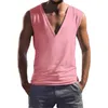 Men's T Shirts Men's Solid V Neck Tank Top Casual Breathable Sleeveless Shirt