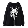 Sweats à capuche pour femmes K- Dark Gothic Skeleton Girl Boy Winter Épaissir Veste Top Coat Femmes Zipper Hiphop Harajuku Y2k Kawaii Butterfly Zip