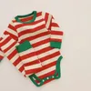 Rompertjes Koreaanse Babymeisje Kleding Set HerfstWinter Thuis Katoen Zacht Kerst TopPants Tweedelige 231115