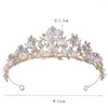 Hårklipp slbridal handgjorda legering Rhinestone Crystal Pearls Brud Tiara Princess Crown Wedding Accessories Women Dress Prom smycken