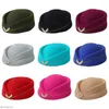 Berets Women Imitation Wool Cap Ladies Pillbox Hats With Insignia Solid Beret Stewardess Air Hostesses Hat Base Sweet Fedoras Cosplay