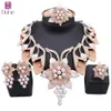 Wedding Jewelry Sets Womens Crystal Dubai Gold Color Imitation Pearl Necklace Earrings Bangle Ring Party Accessories Set 231116