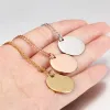 Stainless Steel Round Pendant Necklace Creative Blank DIY Necklace Fashion Jewelry Accessories Valentine's Day Gift LL