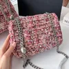 Fashion Classic 23A Tweed Women Crossbody Bag Französisch Marke Luxuriöses Luxus Damen Flap Schulter Designer Herbst Winter Neue hochwertige teure Dame Handtasche