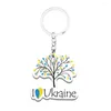 Keychains Tryzub Love Peace Ukraine Keychain My Homeland Glass Retro Alloy Keyring Ukrainian Symbol Badge Bag Pendant Car Key Chains