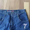 Erkek kot jnco retro işlemeli erkekler y2k sayı 7 zar grafik mavi mavi pantolon hip hop yüksek bel geniş pantolon sokak kıyafetleri