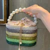 Kvällspåsar Crystal Metal Clutch Bag Boutique Pearl Handle Shiny Candy Colorful Purse and Handbags Bridal Wedding 231115