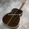 Anpassad 40 "om kropp akustisk gitarr solid gran topp fiskbens bindande gul signatur satin efterbehandling