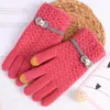 Cinq doigts gants automne et hiver mode fille Jacquard tricoté femmes laine chaude couleur unie fendu Finger1